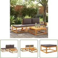 The Living Store 4-tlg. Garten-Sofagarnitur mit Kissen Massivholz Akazie