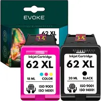Evoke Patronen für HP 62 XL ️️ OFFICEJET 5740 200 252 8040 Envy 5540 5640 5660 7640 ️