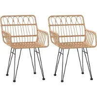 Syfax Gartenstühle 2 Stk. mit Armlehnen 56x64x80 cm PE-Rattan