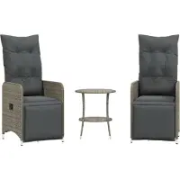 Syfax Outdoor-Lehnstühle 2 Stk. mit Tisch Grau Poly Rattan
