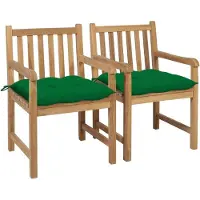 Syfax Gartenstühle 2 Stk. mit Grünen Kissen Massivholz Teak