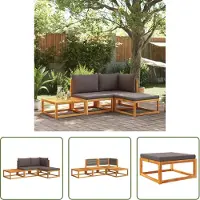 The Living Store 4-tlg. Garten-Sofagarnitur mit Kissen Massivholz Akazie
