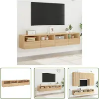 The Living Store TV-Wandschränke 2 Stk. Sonoma-Eiche 80x30x30 cm Holzwerkstoff