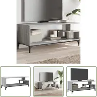 The Living Store TV-Schrank Grau Sonoma 102x40x41 cm Holzwerkstoff und Stahl