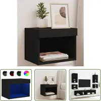 The Living Store Wand-Nachttisch mit LED-Leuchten Schwarz