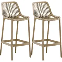 CLP Barhocker 2er Set Garten wetterfest Air, Gartenstühle mit Lehne, Tresenstühle wetterfest UV-beständig aus Kunststoff, bis 160 kg, Farbe: schlamm