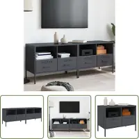 The Living Store TV-Schränke 2 Stk. Anthrazit 68x39x50,5 cm Kaltgewalzter Stahl