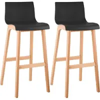 CLP Barhocker 2er Set mit Lehnen Hover, Barstühle mit Sitzen aus Kunststoff, Thekenhocker mit Gestellen aus stabilem Buchenholz, Farbe: schwarz