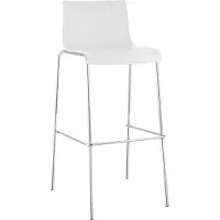 CLP Barhocker Hover ergonomisch, mit Rückenlehne & Fußstütze, 4-Fuß-Gestell, pflegeleichte Kunststoffsitzschale bis 150 kg belastbar, Farbe: weiß, Gestellfarbe: chrom