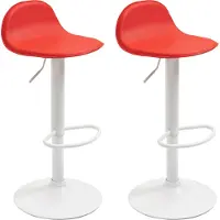 CLP 2er Set Barhocker Lana V2 Mit Kunstlederbezug I 2 x Höhenverstellbarer Barstuhl Mit Lehne, Farbe: schwarz, Gestellfarbe: weiß
