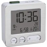 TFA-Dostmann Funk-Wecker mit Temperaturanzeige, silber, 60.2545.54,