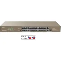 Tenda TEF1126P-24-410W, Unmanaged, Fast Ethernet (10/100), Power over Ethernet (PoE), Rack-Einbau