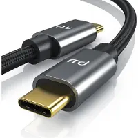 Primewire USB-C-Kabel 3.2 Gen 2x2, Typ C Kabel, Ladekabel 100 W Power Delivery, Datenkabel 20 Gbit/s, E-Marker Chip, Knickschutz, durchgehende Schirmung, grau, 1 m