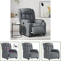 The Living Store Massagesessel Elektrisch Grau Kunstleder