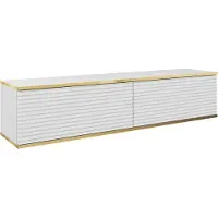 Selsey Mucalma - TV-Element mit geriffelten Fronten, hängend, Weiß / Gold, 135 cm
