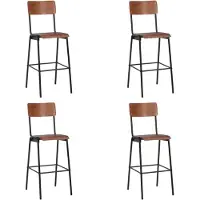 Syfax Barhocker 4 Stk. Massives Sperrholz Stahl
