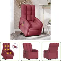 The Living Store Elektrischer Massagesessel mit Aufstehhilfe Weinrot Stoff