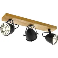 Eglo Deckenstrahler Gatebeck aus Holz und Metall, 3-fl.