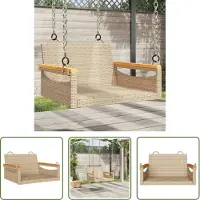 The Living Store Hängesessel Beige 63x62x40 cm Poly Rattan