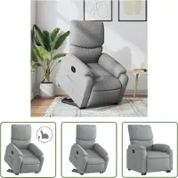 The Living Store Relaxsessel mit Aufstehhilfe Elektrisch Hellgrau Stoff