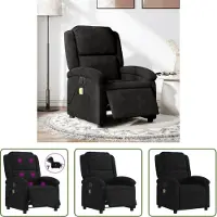 The Living Store Massagesessel Elektrisch Schwarz Samt