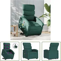 The Living Store Massagesessel mit Aufstehhilfe Dunkelgrün Stoff