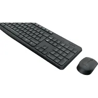 Logitech MK235, Volle Größe (100%), Kabellos, RF Wireless, Grau, Maus enthalten