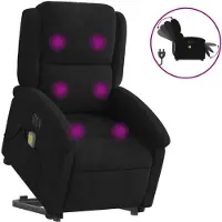 Syfax Massagesessel mit Aufstehhilfe Elektrisch Schwarz Samt