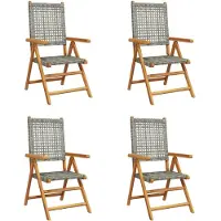 Syfax Klappstuhl Verstellbar 4 Stk. Grau Poly Rattan Massivholz