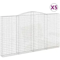 vidaXL Gabionen mit Hochbogen 5 Stk. 400x30x220/240cm Verzinktes Eisen