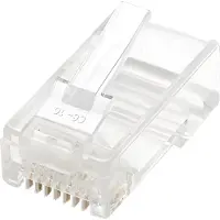 Intellinet 100er-Pack Cat5e RJ45-Modularstecker, UTP, 3-Punkt-Aderkontaktierung, für Massivdraht, 100 Stecker pro Becher, RJ-45, Transparent, Polycarbonat, Cat5e, U/UTP (UTP), Gold