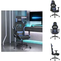 vidaXL Gaming-Stuhl mit Fußstütze Schwarz und Blau Stoff - Gaming-Sessel