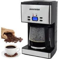 Syntrox Germany Syntrox Edelstahl Kaffeemaschine Kaffeeautomat mit Timer