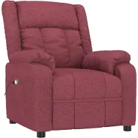 Syfax Massagesessel Weinrot Stoff mit manueller Liegefunktion, Vibrationsfunktion und 6 Massagezonen, 82x96x93 cm