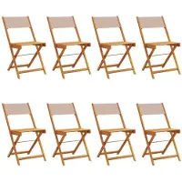 Syfax Klappstühle, 8-teilig, taupefarbener Stoff und Massivholz
