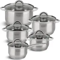 Edenberg Classic Line - Luxus-Kochgeschirr-Set - Edelstahl - 10-teilig - 5-Schicht-Boden