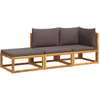 Syfax 3-tlg. Gartensofa-Set mit Kissen Holz Akazie & Seil