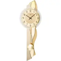 AMS W7477 Pendelwanduhr mit Holzgehäuse und Messing-Aluminium-Auflage