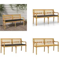 vidaXL Batavia Bank mit Anthrazit Kissen 150 cm Massivholz Teak - Bank - Bänke - Gartenbank - Sitzbank