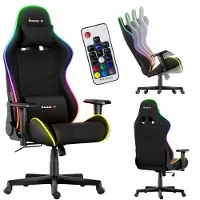 Huzaro Force 6.2 | RGB LED Beleuchtung Gaming Stuhl Gamer Bürostuhl Schreibtischstuhl Gamer Kopfstütze Lendenstütze | bis 130 kg belastbar | Schwarz