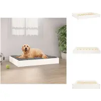 vidaXL Hundebett Weiß 71,5x54x9 cm Massivholz Kiefer - Hundebetten