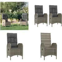 vidaXL Gartenstühle 2 Stk. Poly Rattan Grau - Outdoor-Stuhl - Outdoor-Stühle - Gartenstuhl - Gartenstühle
