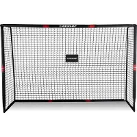 Dunlop Fußballtor - 300 x 200 x 120 cm - Outdoor - für Kinder und Erwachsene - schnelle Montage - Metall - Schwarz/Rot