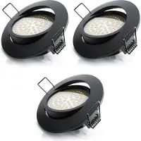Brandson 3x LED Deckenspots dimmbar & schwenkbar Einbaustrahler mit Aluminium Rahmen in schwarz