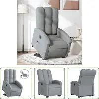 The Living Store Relaxsessel mit Aufstehhilfe Elektrisch Hellgrau Stoff