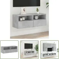 The Living Store TV-Wandschrank Betongrau 80x30x30 cm Holzwerkstoff