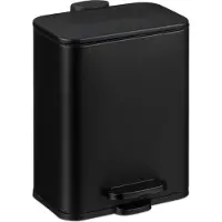 Relaxdays Mülleimer Bad, 5 l, Kosmetikeimer mit Soft-Close, matte Optik, entnehmbarer Inneneimer, Treteimer, schwarz