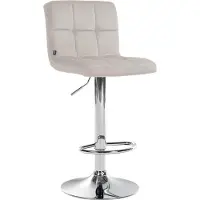 CLP Barhocker höhenverstellbar mit Lehne Peru, Barstuhl gepolstert Samtbezug, Tresenstuhl mit Metallgestell drehbar, Farbe: creme, Gestellfarbe: chrom
