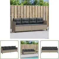 The Living Store Sonnenliege mit Kissen Hellgrau Poly Rattan