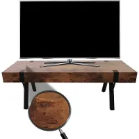 Mendler TV-Rack HWC-L54, Fernsehtisch Lowboard TV-Tisch, Metall 42x120x40cm dunkle Wildeiche